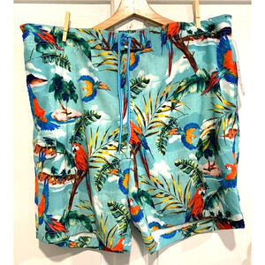George - Men's 2XL bathingsuit/shorts colorful Hawaii Parrots UPF 50+ Quick Dry